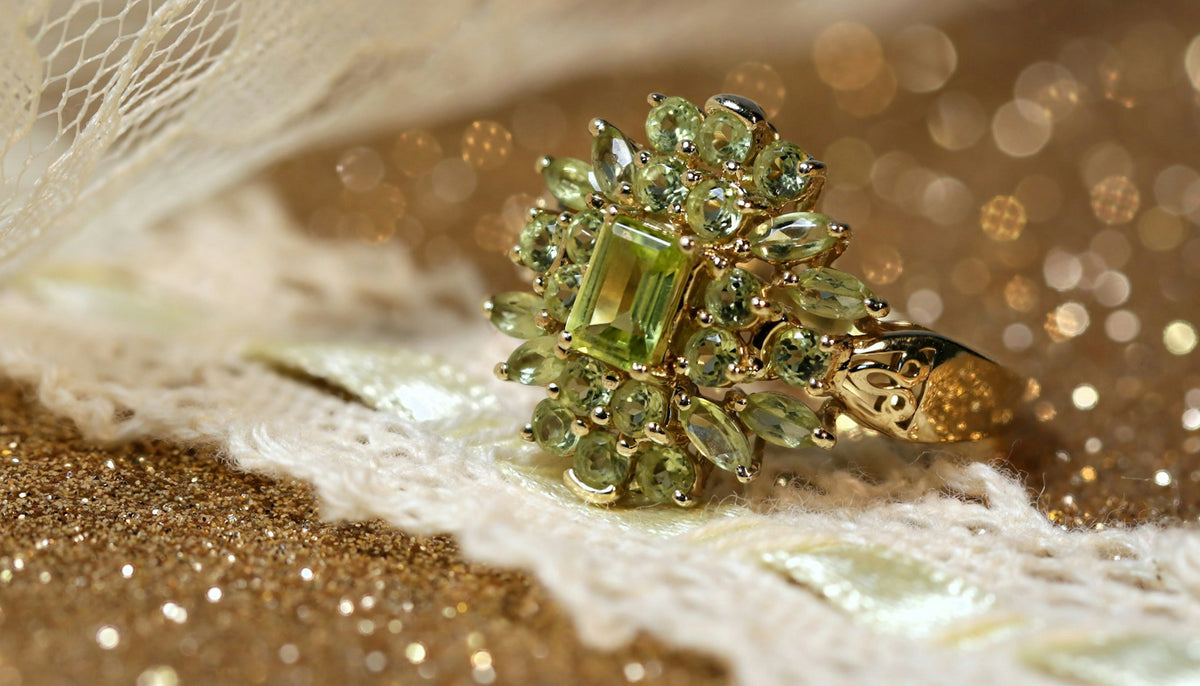 peridot crystal cocktail ring
