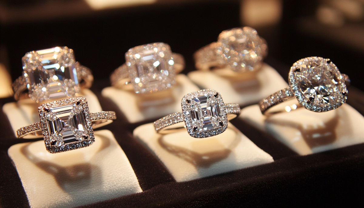 fashion rings on display