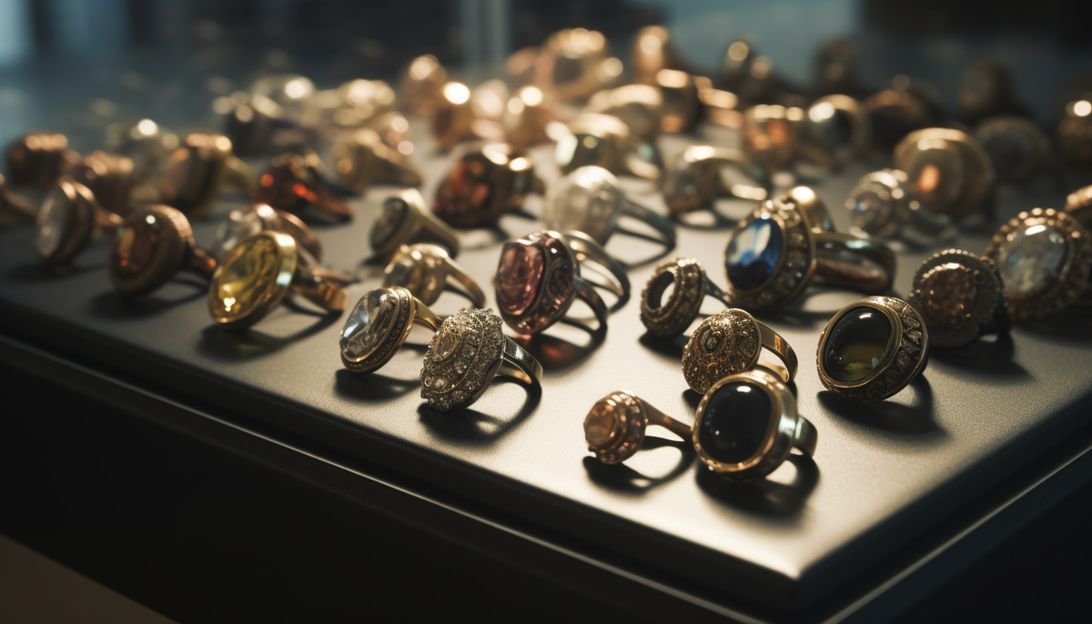 wholesale fashion rings for sale on black ring tray