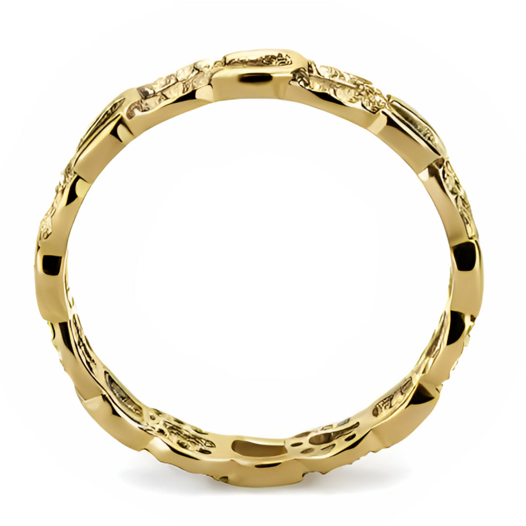 CJ111G Wholesale Women's Gold Stainless Steel AAA Grade Clear Cubic Zirconia Eternal Horseshoe Minimal Ring
