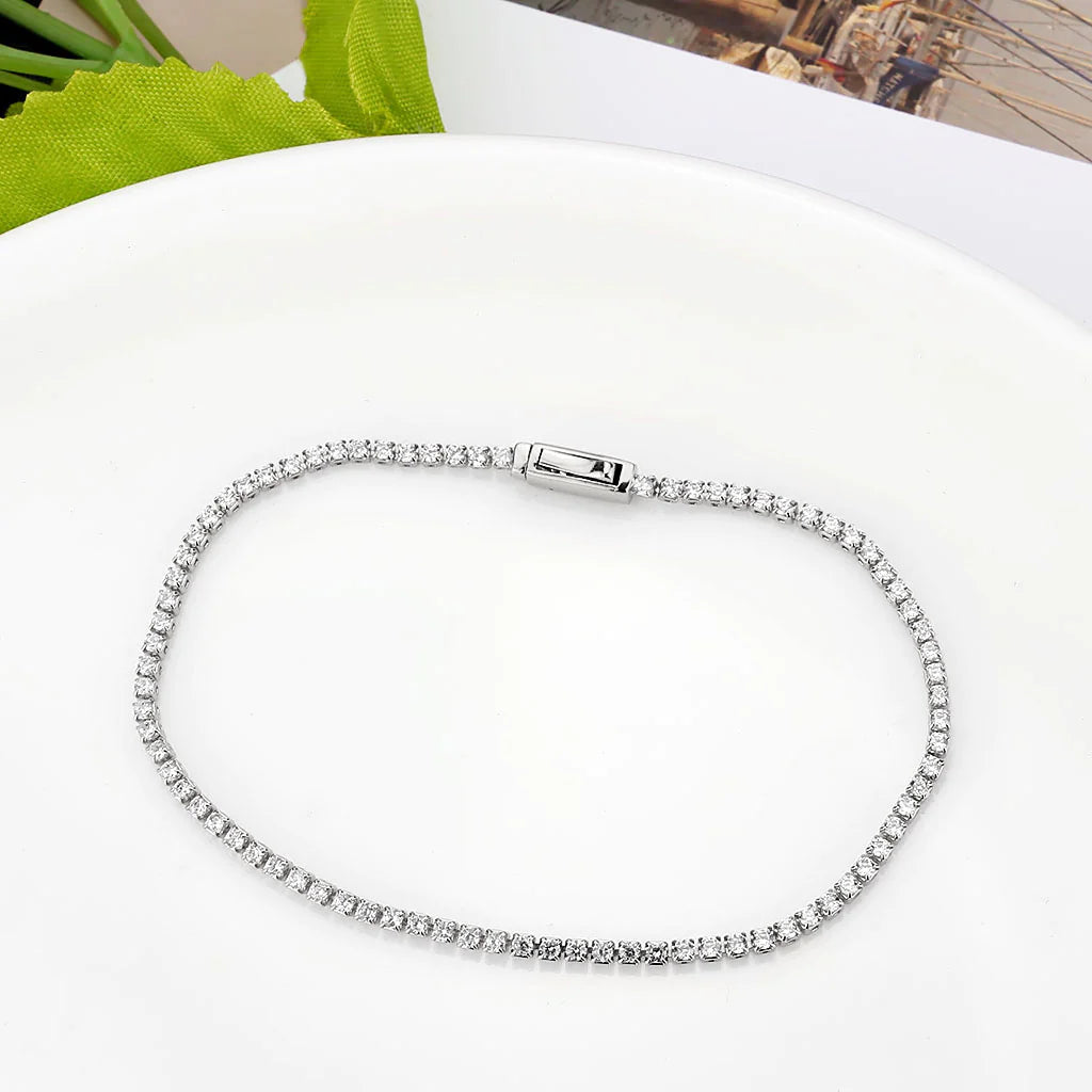 CJ1679 Wholesale Women's Clear AAA Grade CZ Rhodium Brass Bracelet