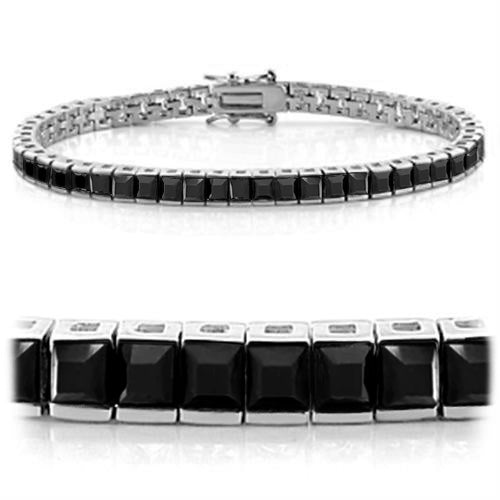 CJ47102B Wholesale Women's Rhodium Brass with AAA Grade CZ in Black Bracelet