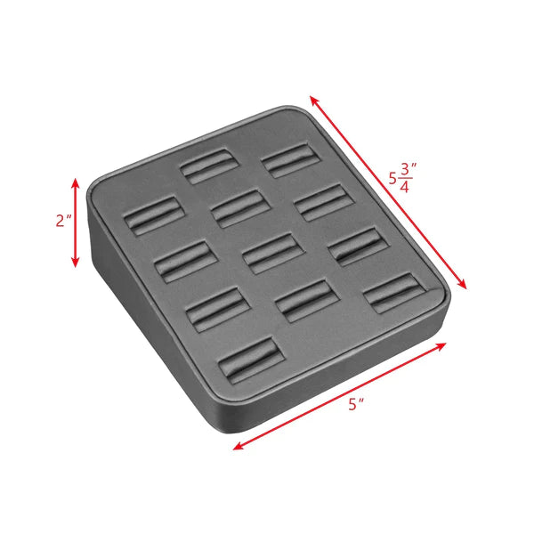 Steel Gray Faux Leather 12 Ring Display (Set of 2)