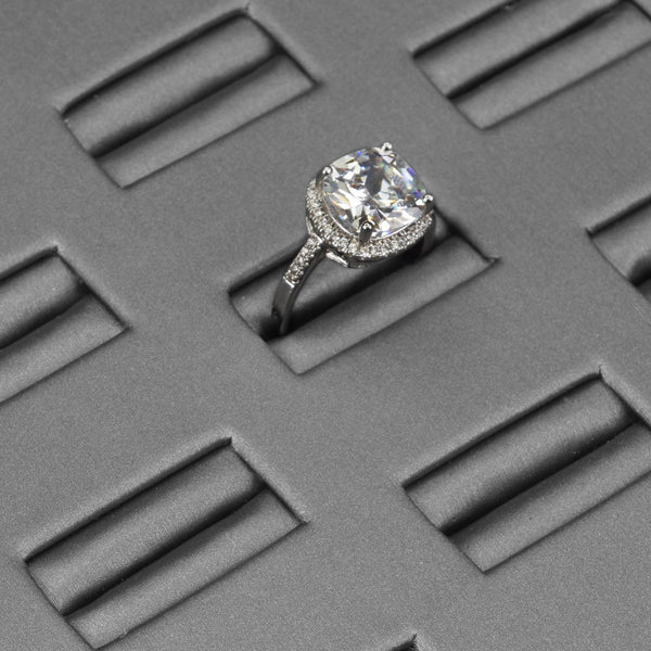 Steel Gray Faux Leather 12 Ring Display (Set of 2)