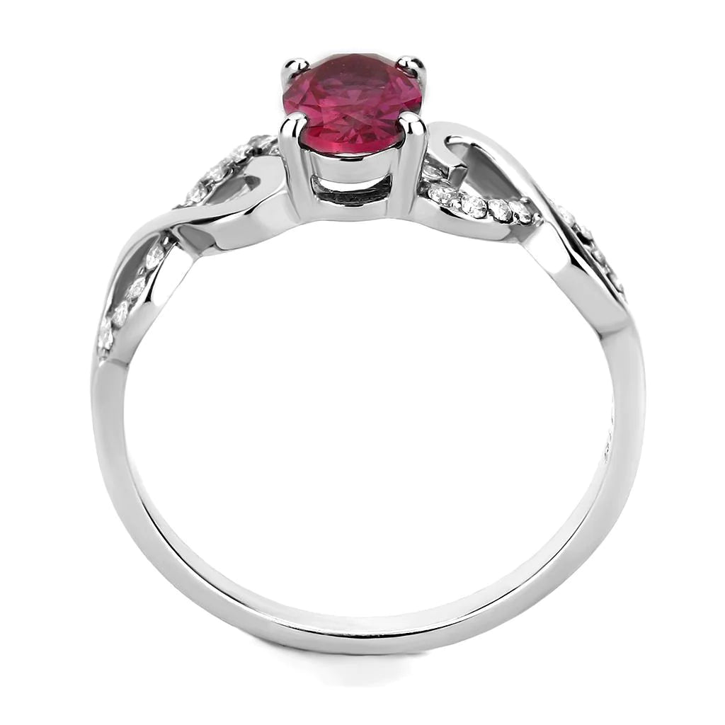 CJ119 Wholesale Women's Stainless Steel Ruby Red AAA Grade CZ Minimal Ring
