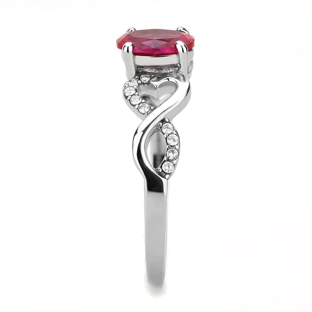 CJ119 Wholesale Women's Stainless Steel Ruby Red AAA Grade CZ Minimal Ring