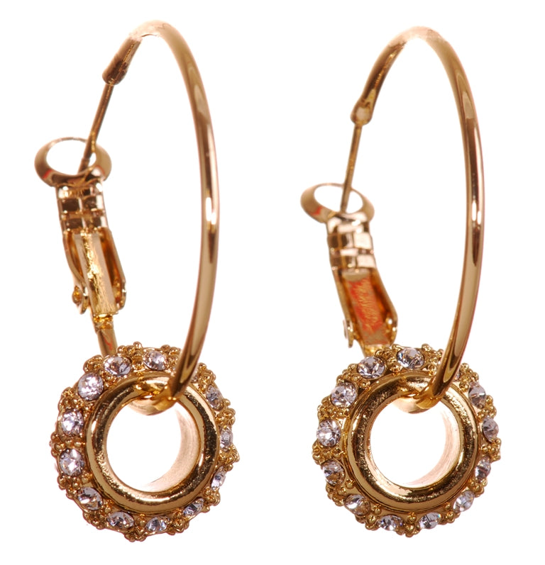 E7145 Gold Swarovski Crystal Elements Circle Earrings