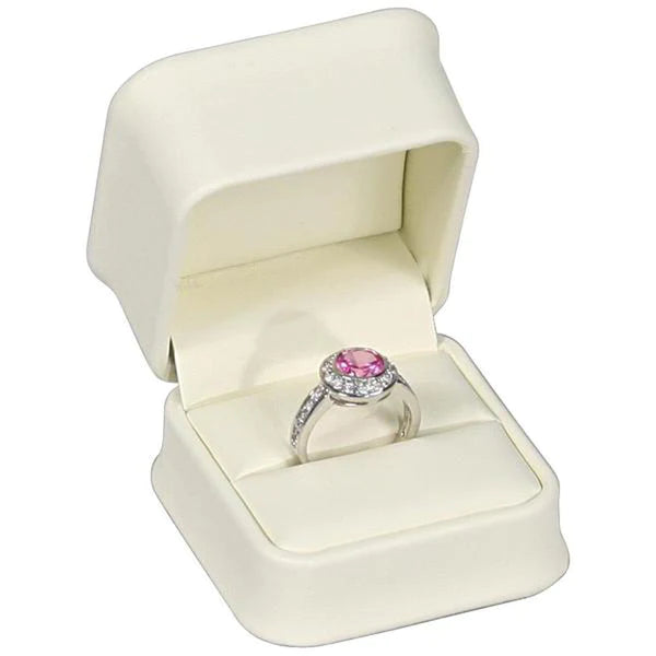 Cream Faux Leather Ring Box