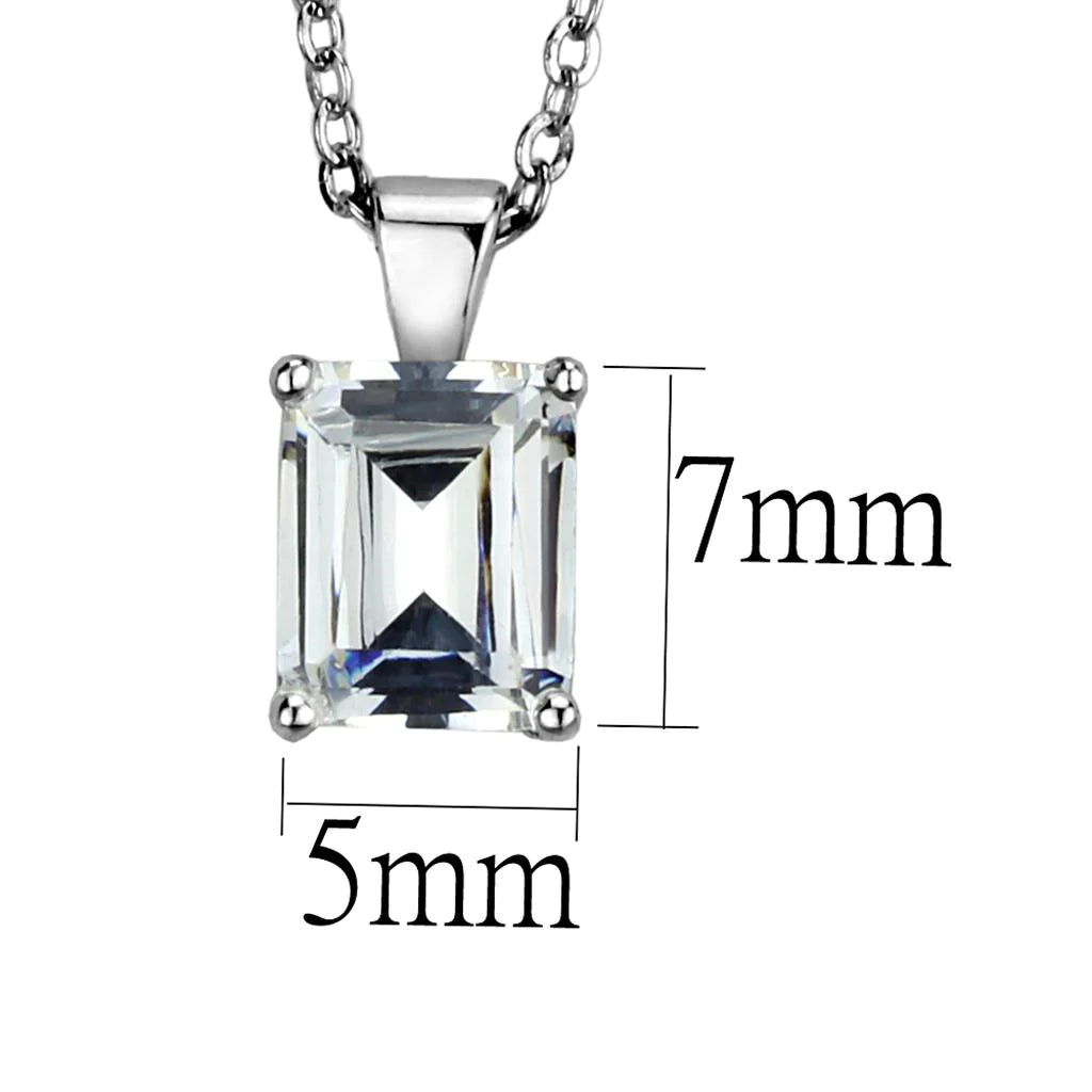 CJ896 Wholesale Women's Sterling Silver Clear Square Chain Necklace