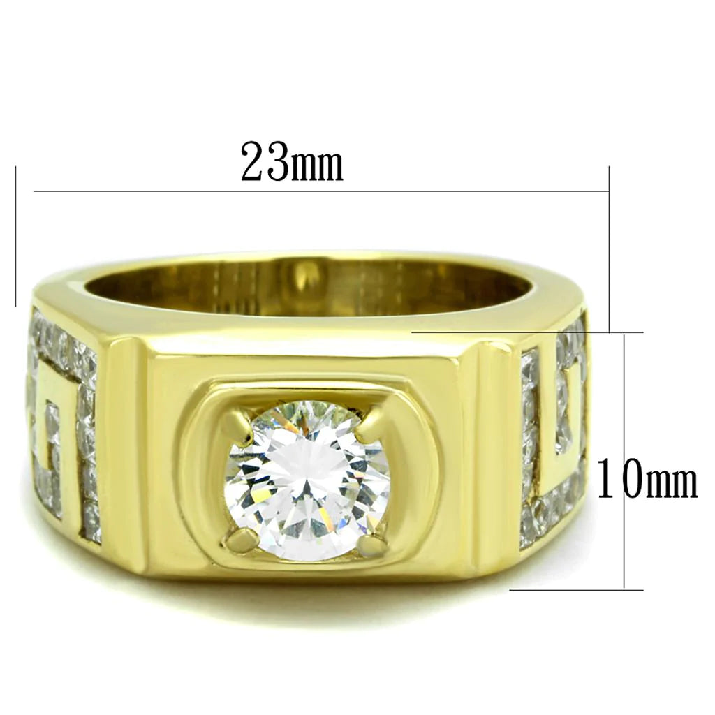 CJ2045 Wholesale Men's Stainless Steel Clear AAA Grade CZ Ring