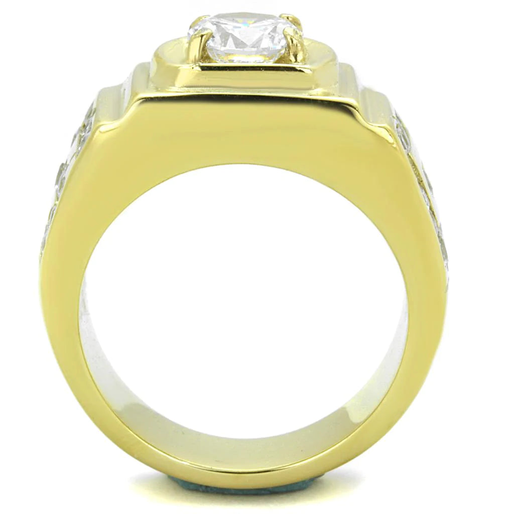 CJ2045 Wholesale Men's Stainless Steel Clear AAA Grade CZ Ring