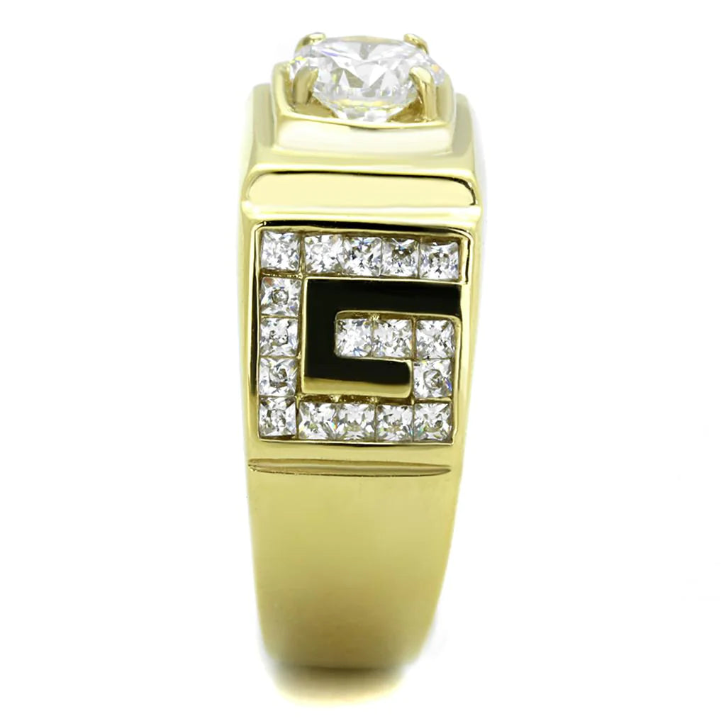 CJ2045 Wholesale Men's Stainless Steel Clear AAA Grade CZ Ring