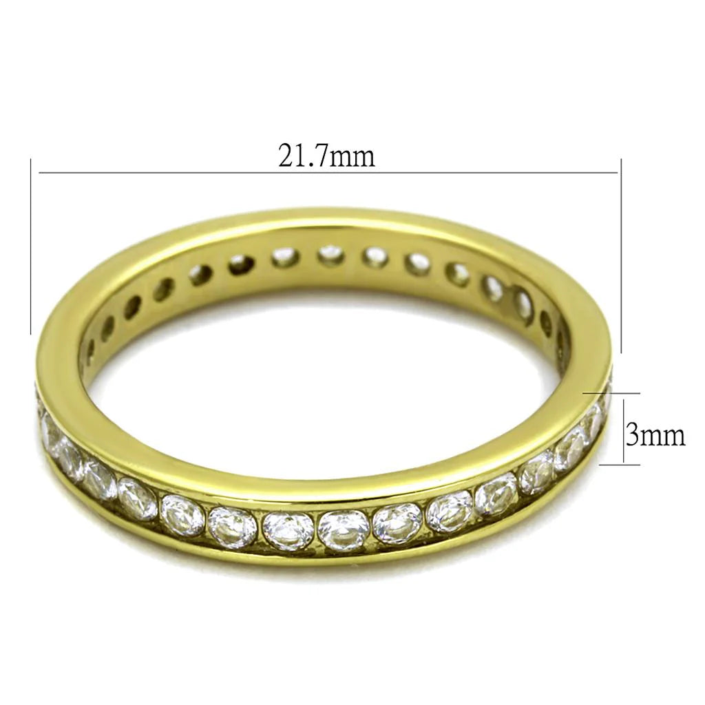 CJE2343G Wholesale Unisex Stainless Steel IP Gold Clear AAA Grade CZ Minimal Eternity Ring