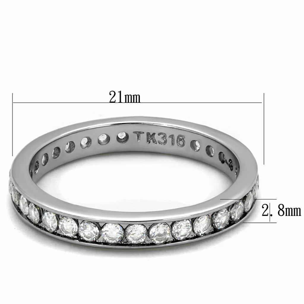 CJE2343 Wholesale Unisex Stainless Steel Clear AAA Grade CZ Minimal Eternity Ring
