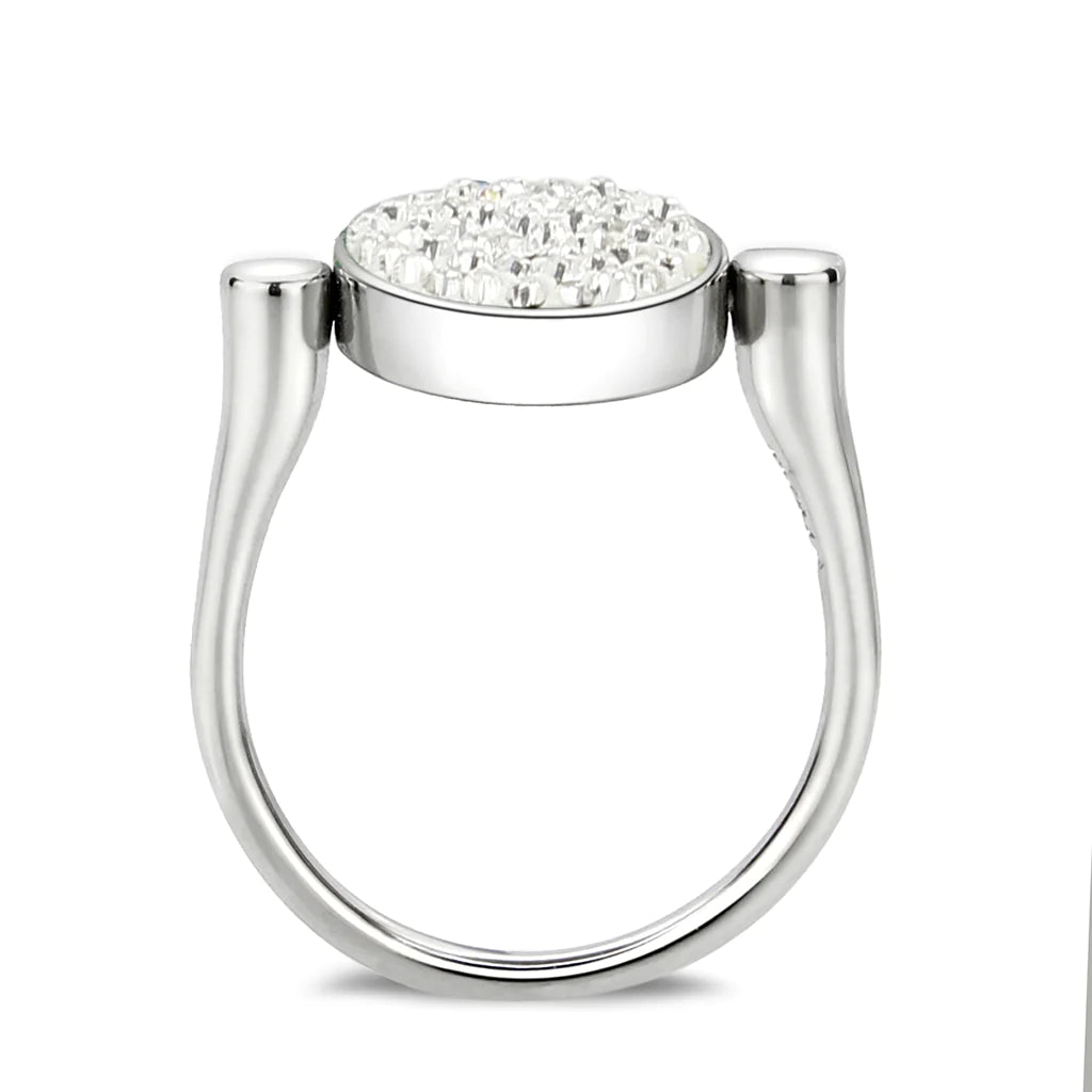 CJ385404 Wholesale Women's Stainless Steel Top Grade Crystal Round Clear Ring