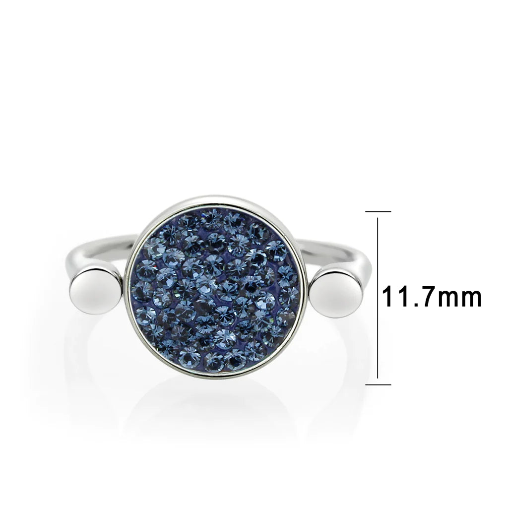 CJ385409 Wholesale Women&#39;s Stainless Steel Top Grade Crystal Round Montana Ring