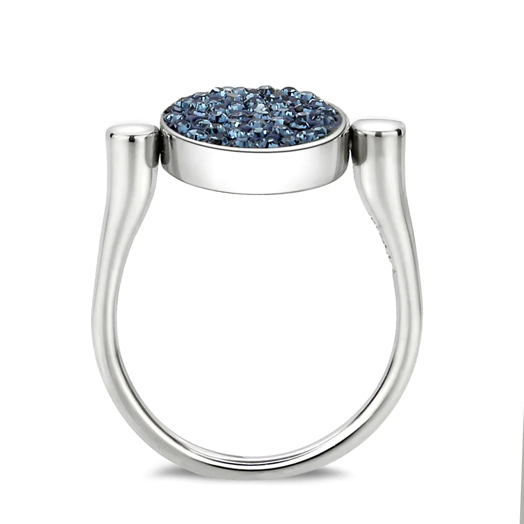 CJ385409 Wholesale Women's Stainless Steel Top Grade Crystal Round Montana Ring
