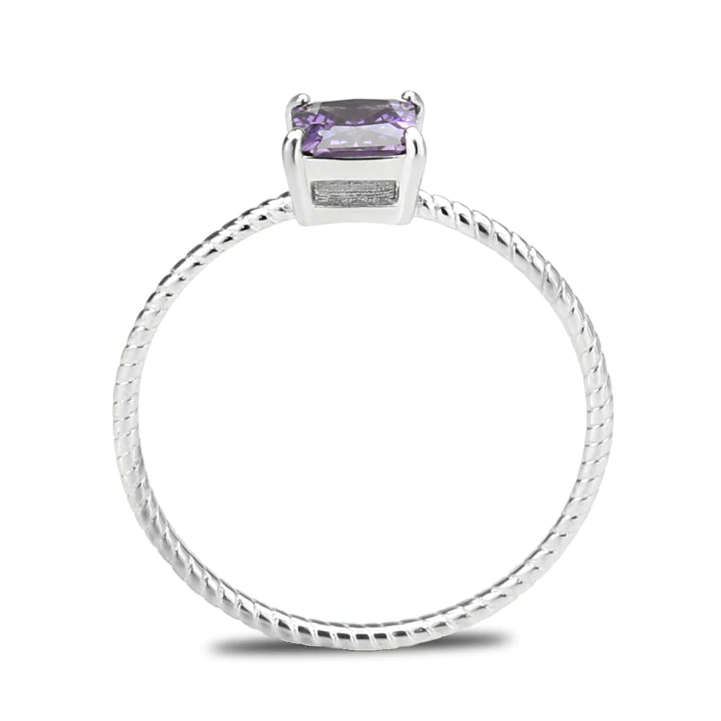 CJ3856 Wholesale Women's Stainless Steel Amethyst Minimal Ring