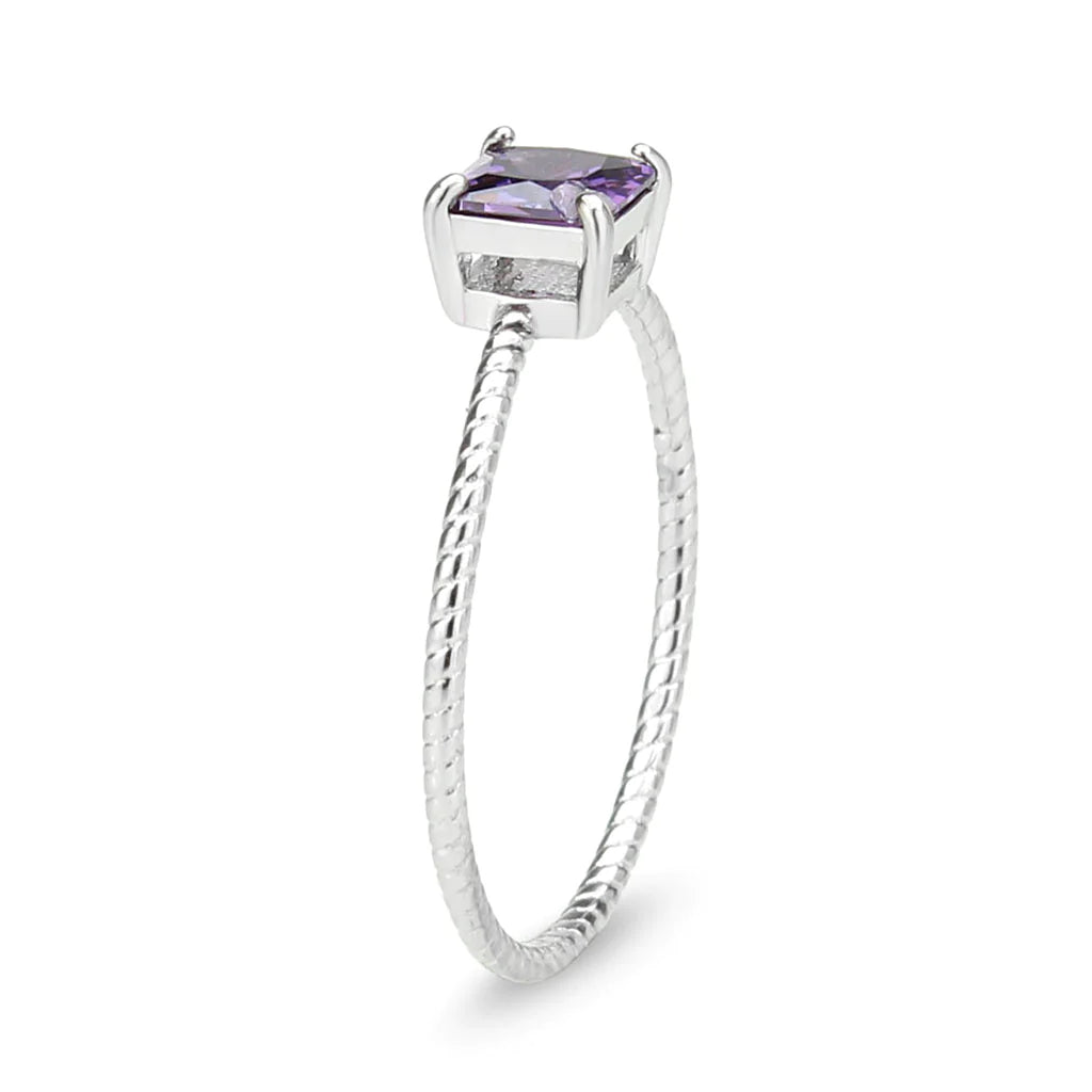 CJ3856 Wholesale Women's Stainless Steel Amethyst Minimal Ring