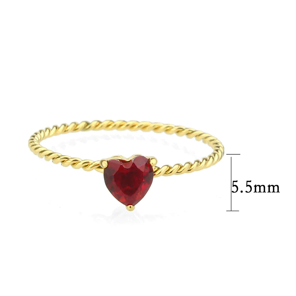 CJ3858 Wholesale Women's Stainless Steel Heart Siam Minimal Ring