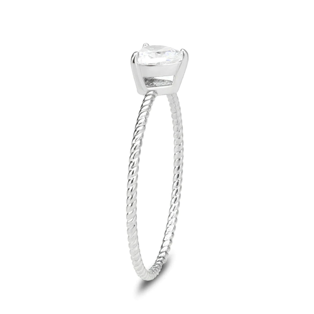 CJ3859 Wholesale Women's Stainless Steel AAA Grade CZ Clear Heart Ring