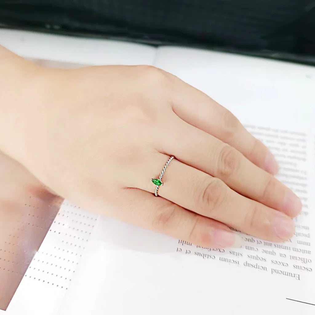 CJ3861 Wholesale Women's Stainless Steel Emerald Minimal Ring