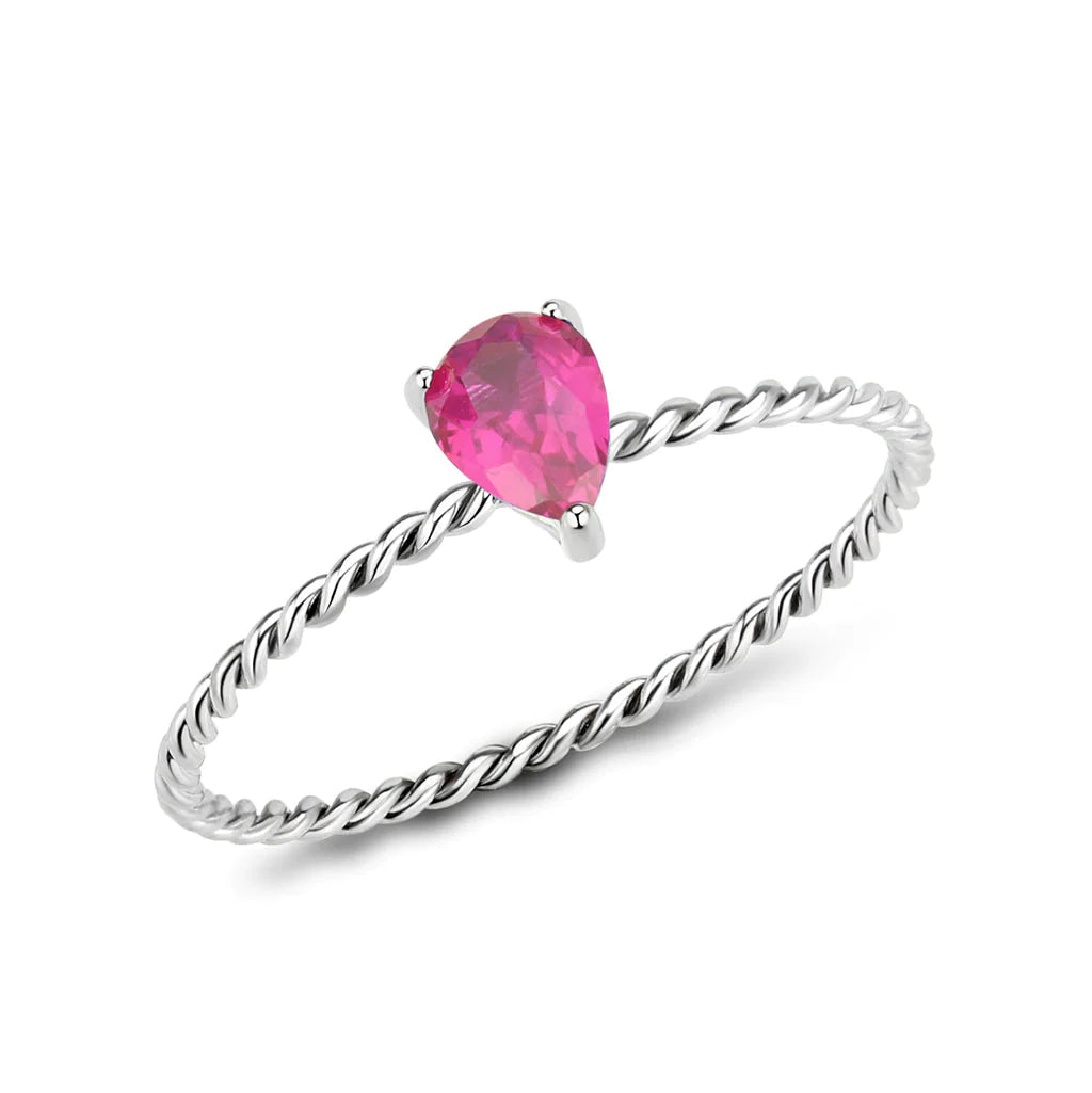 CJ3863 Wholesale Women&#39;s Stainless Steel AAA Grade CZ Ruby Minimal Ring