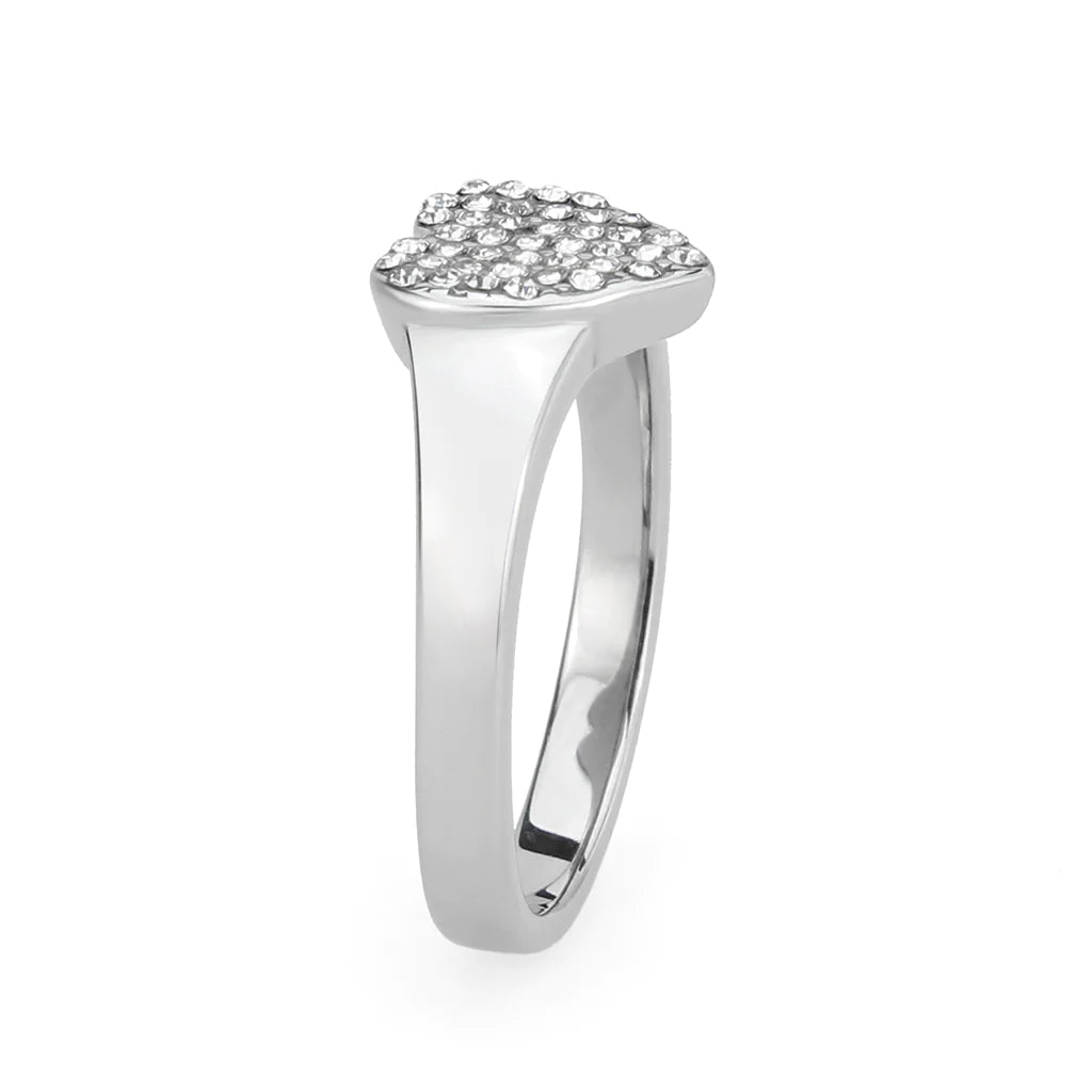 CJ3872 Wholesale Women's Stainless Steel Clear AAA Grade CZ Heart Ring