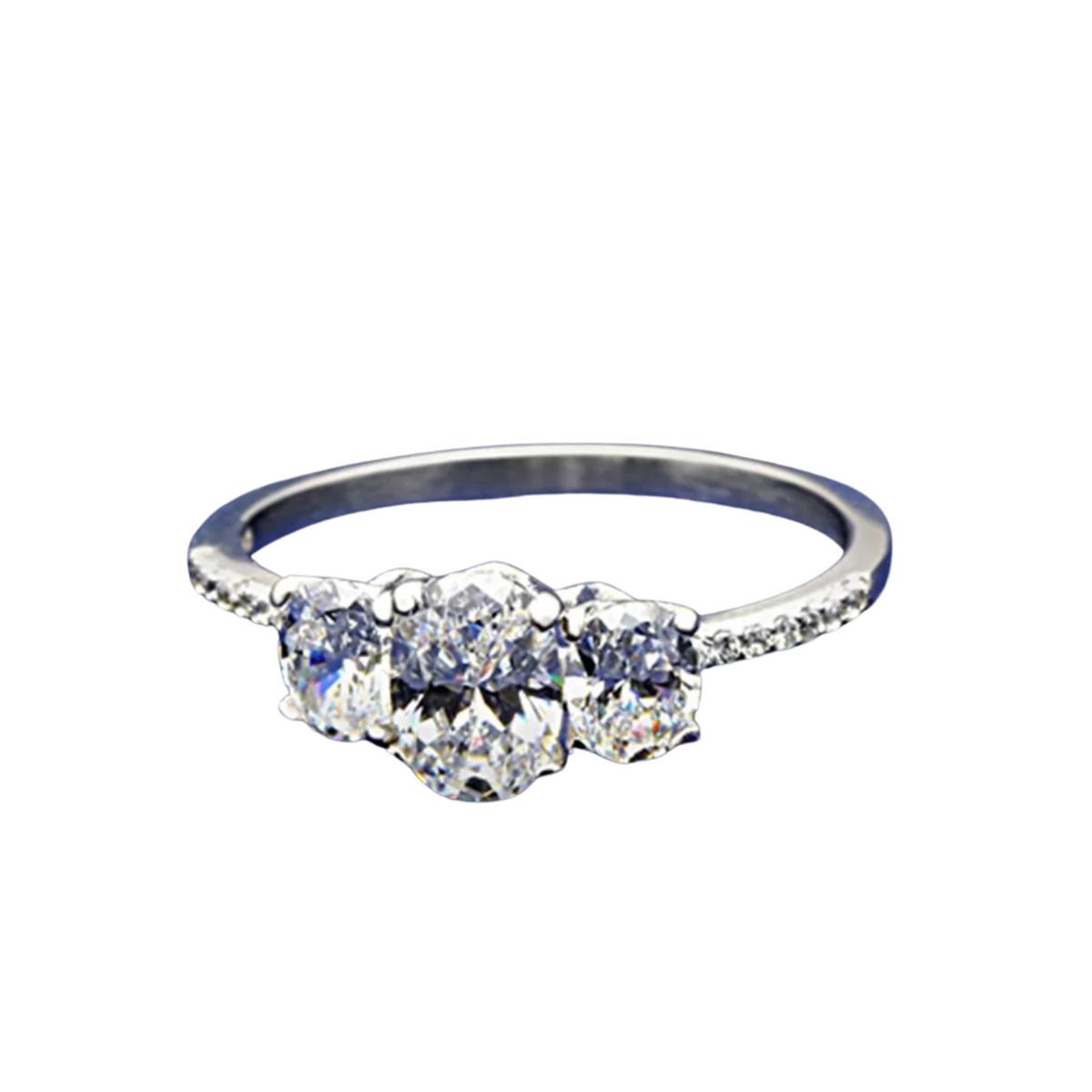 CJ049 Wholesale Women's 925 Sterling Silver Rhodium AAA Grade CZ Clear Three Stone Ring