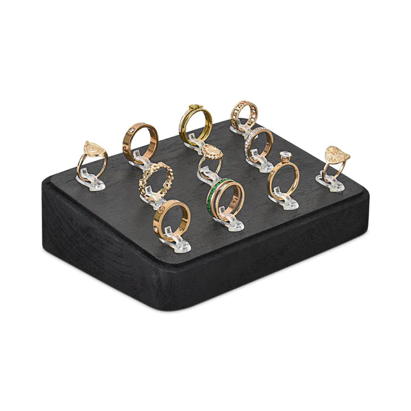 Wooden Acrylic Clips Ring Tray Display (Set of 2)