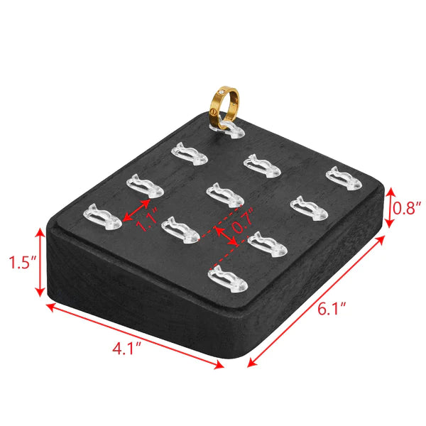 Wooden Acrylic Clips Ring Tray Display (Set of 2)