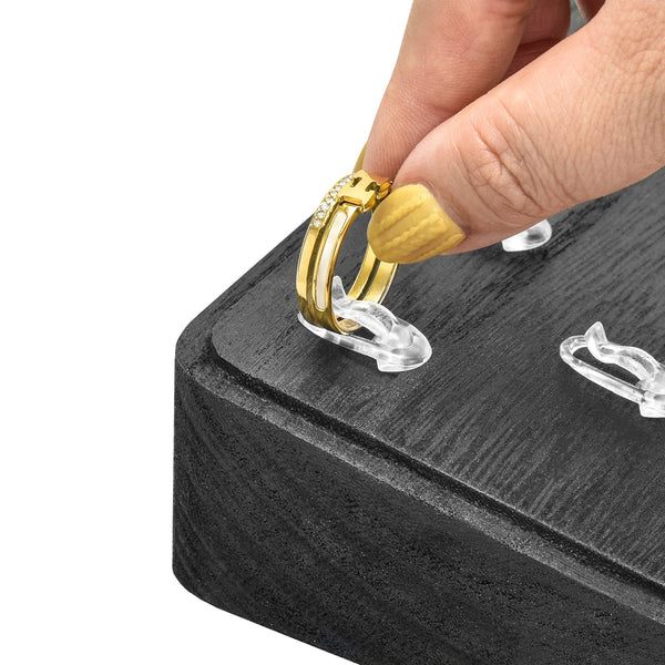 Wooden Acrylic Clips Ring Tray Display (Set of 2)
