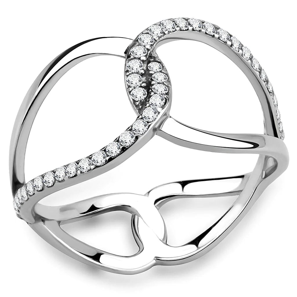 CJ307 Wholesale Women's Stainless Steel AAA Grade Clear CZ Minimal Ring