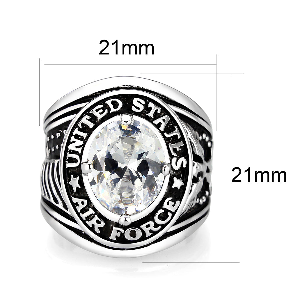 CJM030 Wholesale Men's Rhodium Plated Brass with Clear CZ United States Air Force Ring