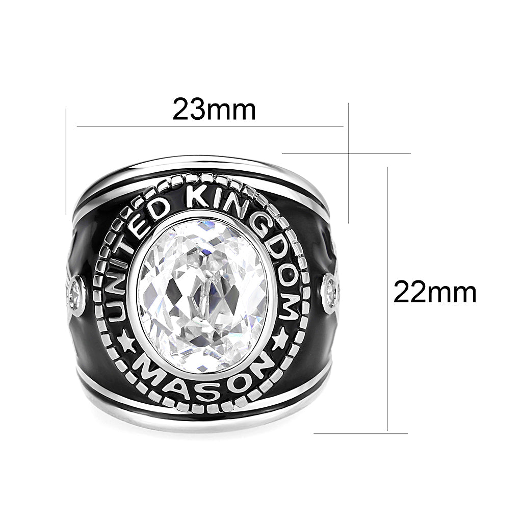 CJS165 Wholesale Unisex Sterling Silver with Clear AAA Grade CZ Masonic Ring