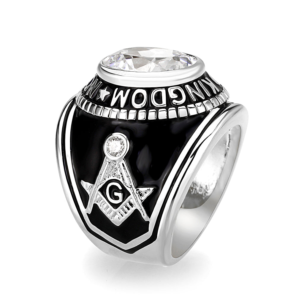 CJS165 Wholesale Unisex Sterling Silver with Clear AAA Grade CZ Masonic Ring
