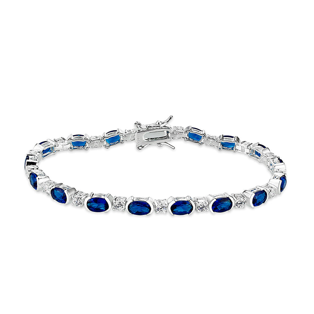 CJS106 Wholesale Sterling Silver with AAA Grade CZ in Montana Blue Bracelet
