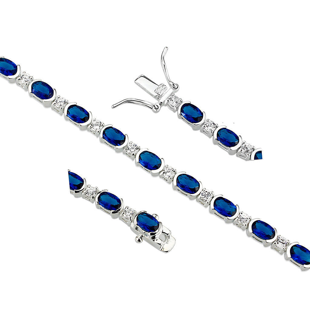 CJS106 Wholesale Sterling Silver with AAA Grade CZ in Montana Blue Bracelet