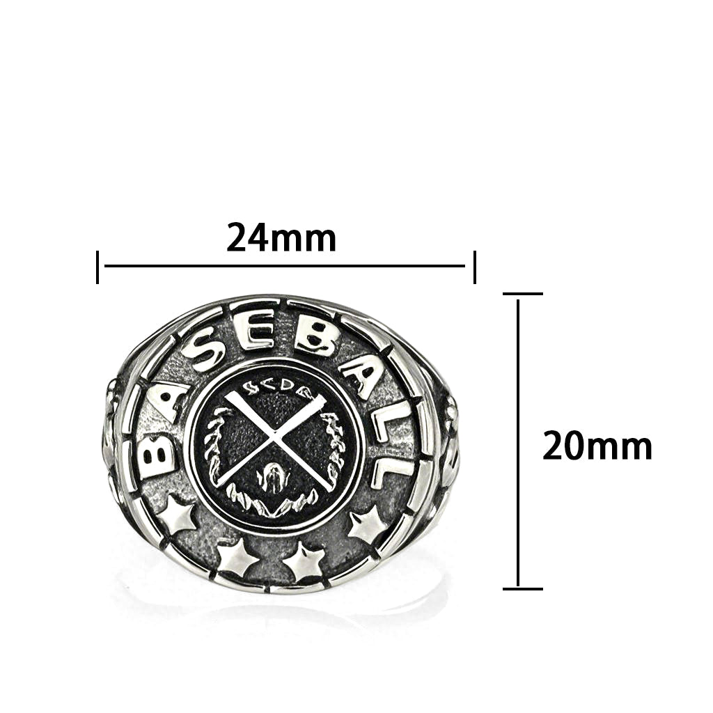 CJS176 Wholesale Men's Sterling Silver Baseball Ring
