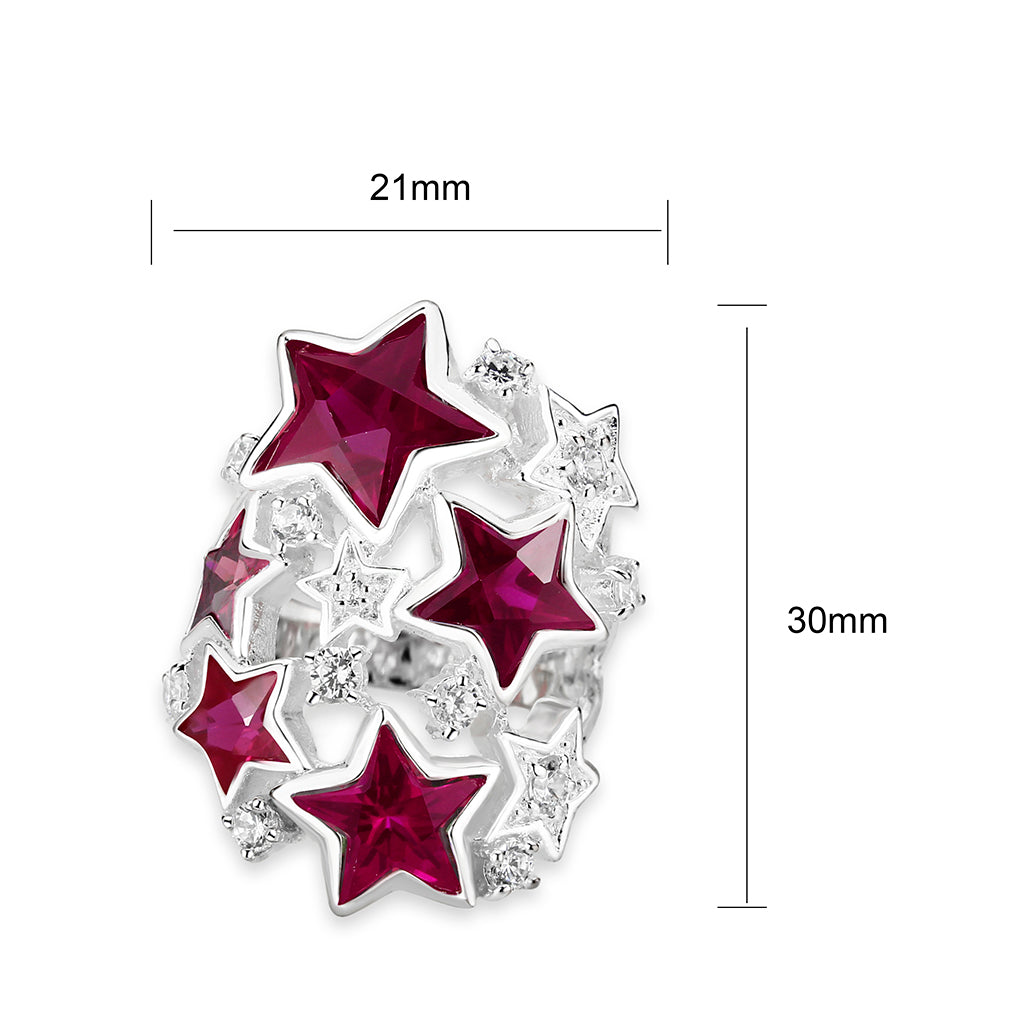 CJS217 Wholesale Women's Sterling Silver with CZ in Ruby Stars Ring