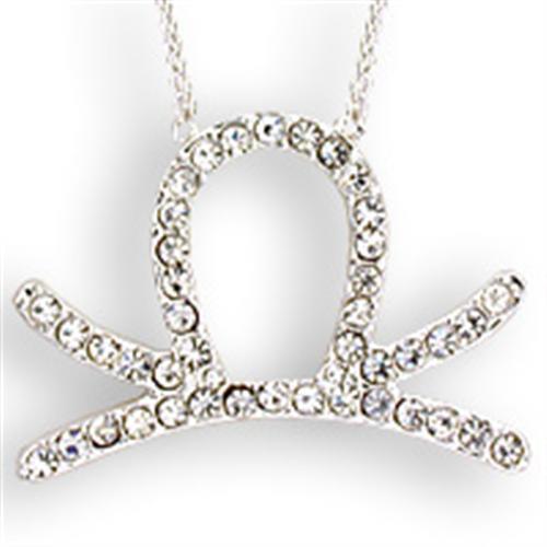 CJZ01 Wholesale Women's Silver Brass with Top Grade Crystal in Clear Libra Zodiac Chain Pendant