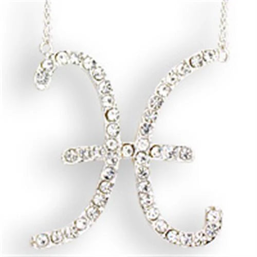 CJZ02 Wholesale Women's Silver Brass with Top Grade Crystal in Clear Pisces Zodiac Chain Pendant