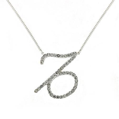 CJZ04 Wholesale Women's Silver Brass with Top Grade Crystal in Clear Capricorn Zodiac Chain Pendant