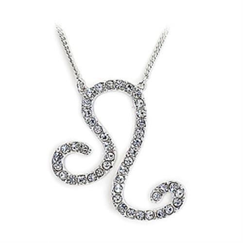 CJZ06 Wholesale Women's Silver Brass with Top Grade Crystal in Clear Leo Zodiac Chain Pendant