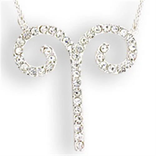 CJZ08 Wholesale Women's Silver Brass with Top Grade Crystal in Clear Aries Zodiac Chain Pendant