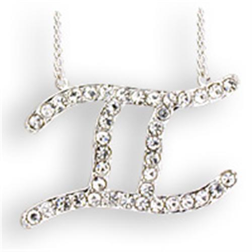 CJZ10 Wholesale Women's Silver Brass with Top Grade Crystal in Clear Gemini Zodiac Chain Pendant