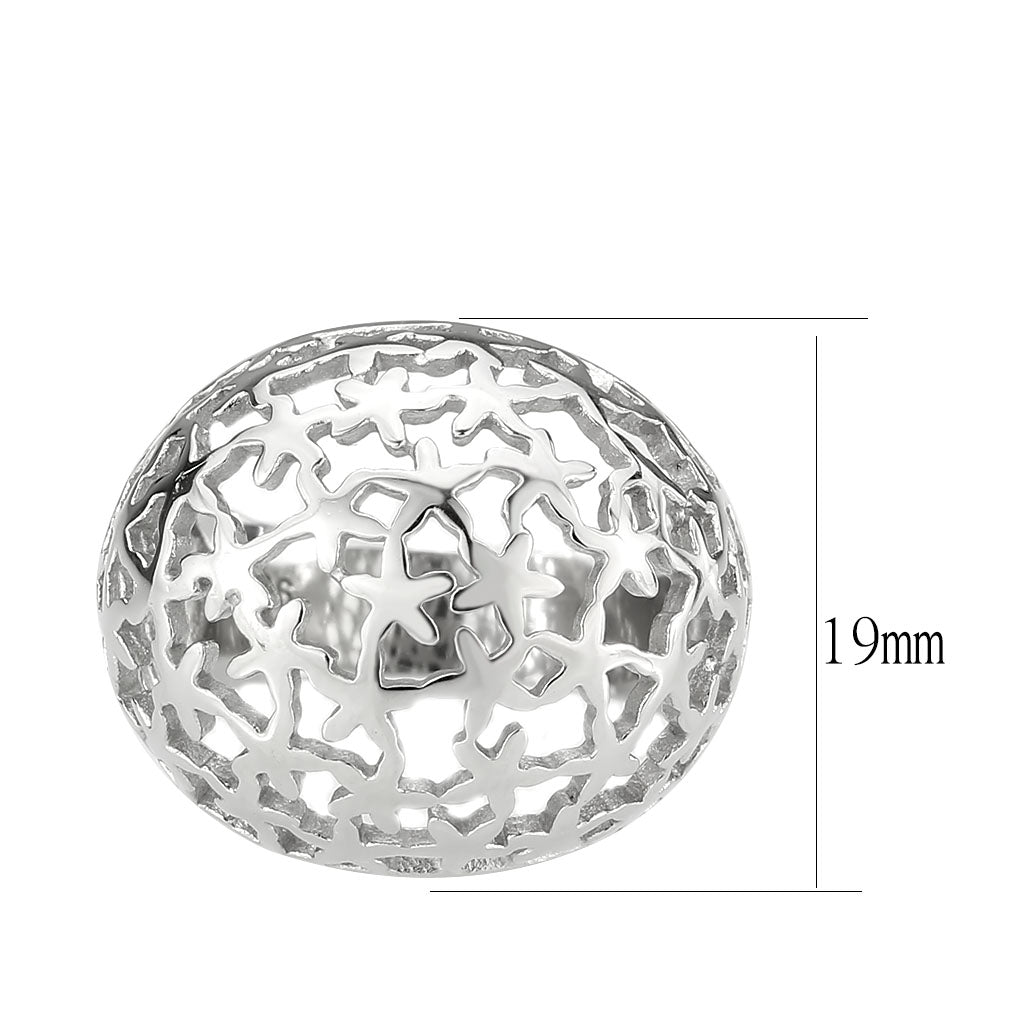 CJ3802 Wholesale Women's Stainless Steel Floral Cut Dome Ring