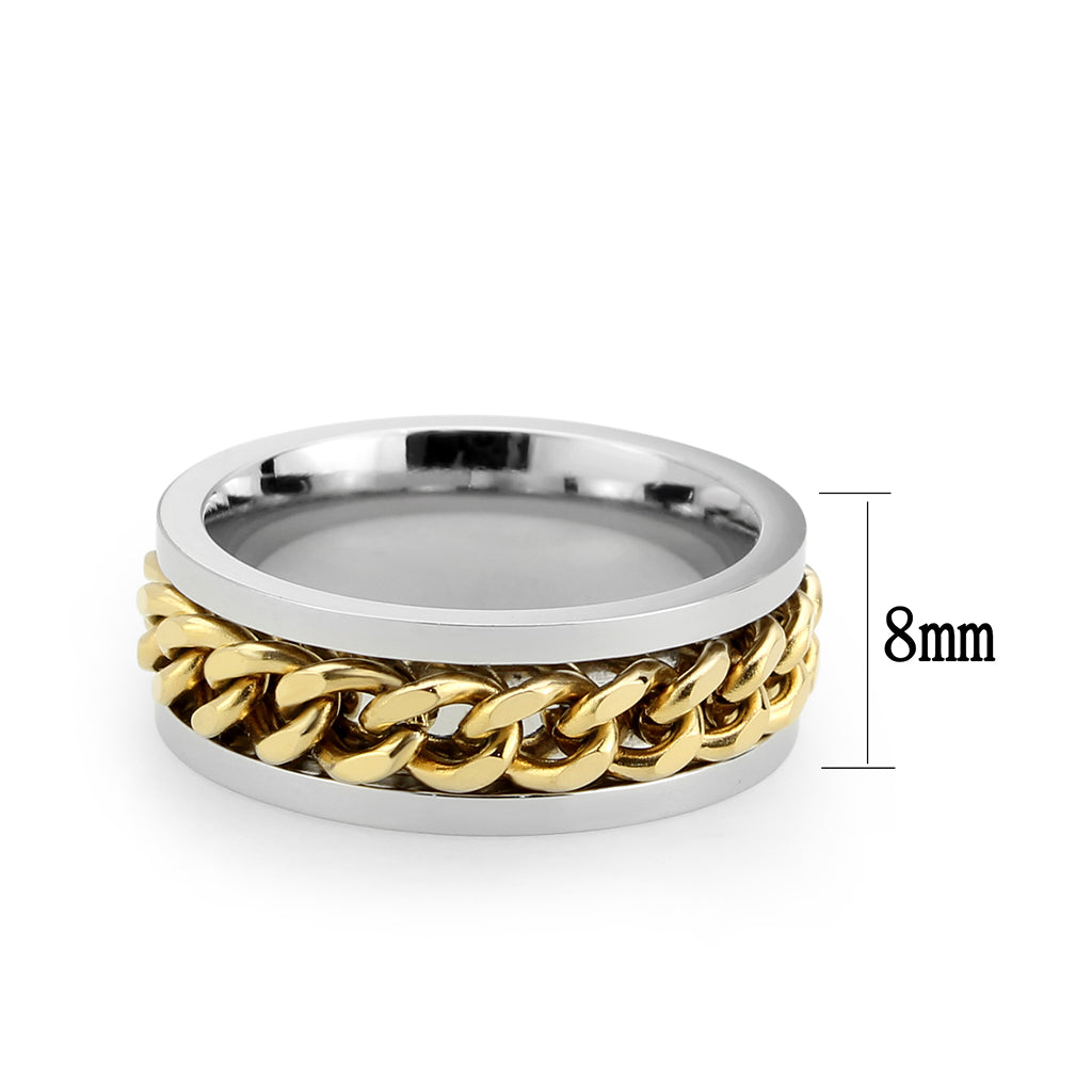 CJ3915 Wholesale Men's Stainless Steel Two Tone IP Gold Chain-link Ring