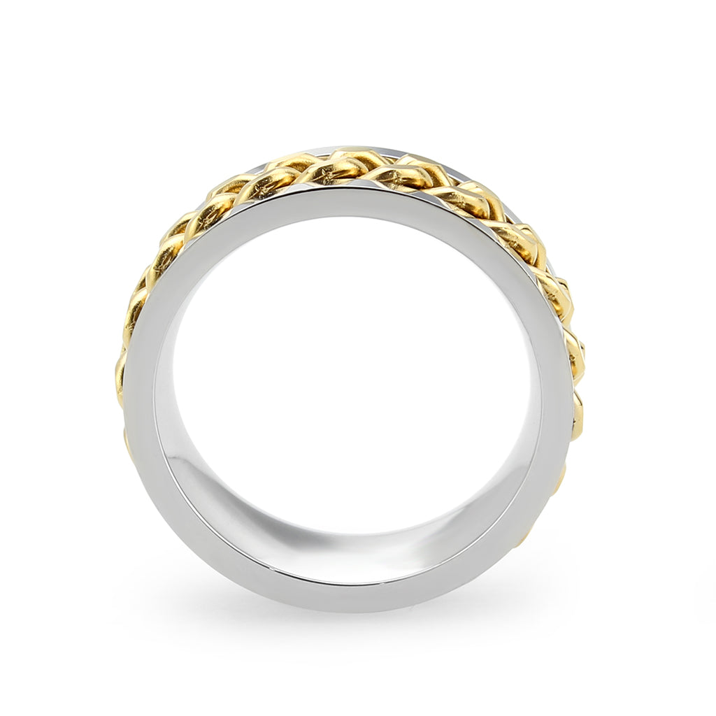 CJ3915 Wholesale Men's Stainless Steel Two Tone IP Gold Chain-link Ring