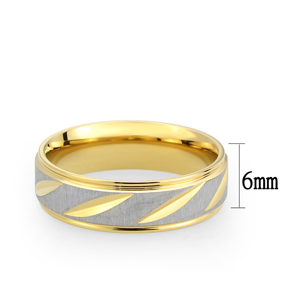 CJ3919 Wholesale Women's Stainless Steel Two Tone IP Gold Band
